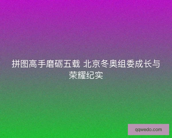 拼图高手磨砺五载 北京冬奥组委成长与荣耀纪实
